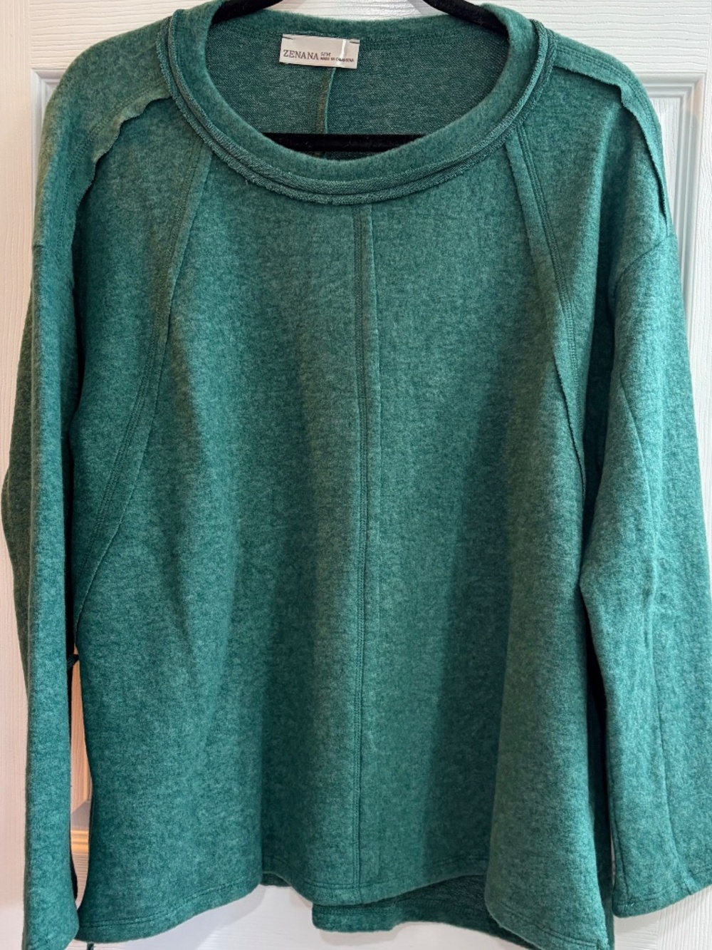 NIP Zenana Brushed Hacci Pullover Sweatshirt Lightweight Long Sleeve Top S/M - Picture 2 of 4